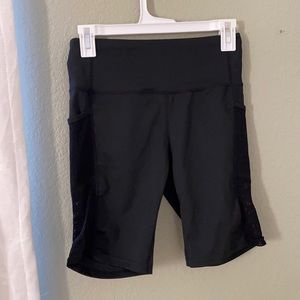 Black Mesh sided biker shorts with Pockets